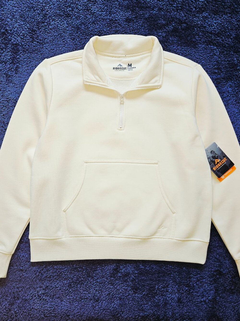 NWT Ridgecut Women's Toughwear Quarter-Zip Sweatshirt Pullover Cream/Off-White M